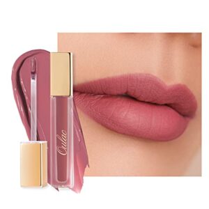 oulac matte liquid pink nude lipstick for women, long lasting lipstick waterproof lip stain, no transfer, creamy high pigmented formula with rose oil, vegan & cruelty-free, pink nude m12