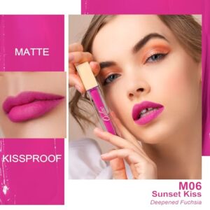 Oulac Matte Barbie Pink Lipstick for Women, Liquid Long Lasting Lip Stick Waterproof, Smudge-Proof, Creamy High Pigmented Formula with Rose Oil, Vegan & Cruelty-Free,Pink M06