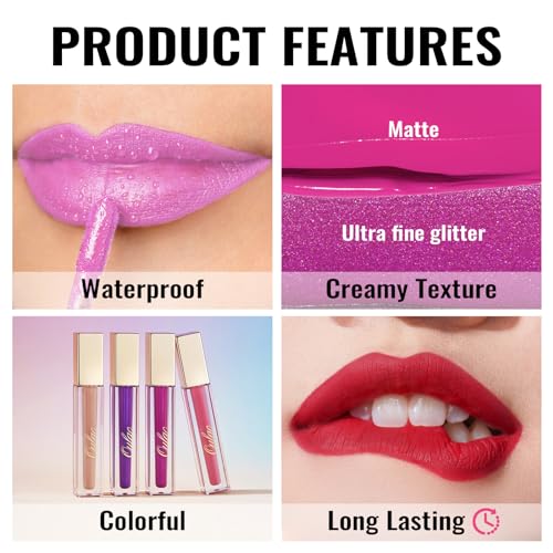 Oulac Matte Liquid Hot Pink Lipstick for Women, Long Lasting Lipstick Waterproof Lip Stain, No Transfer, Creamy High Pigmented Formula with Rose Oil, Vegan & Cruelty-Free, Pink M09