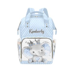 liveweike prince elephant dot personalized diaper bag backpack custom name daypack large mommy bag for teen girl boy student