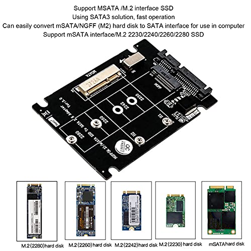 Yoidesu 2 in 1 SSD Adapter Card, MSATA M.2 to SATA Interface Hard Drive Expansion Board Support mSATA Interface/M.2 2230/2240/2260/2280 SSD Adapter with Switch