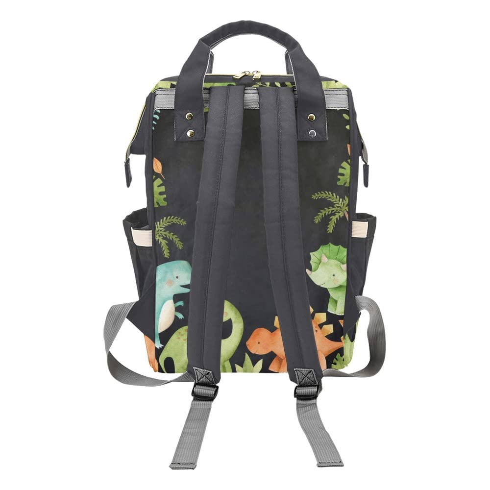 Liveweike Tropical Dinosaur Personalized Diaper Bag Backpack Custom Name Daypack Large Mommy Bag for Teen Girl Boy Student