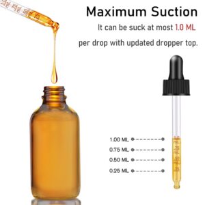 Bumobum Dropper Bottle 2 oz, 2 pack Amber Glass Eye Dropper Bottles with Labels and Funnel, Tincture Bottle with Measured Dropper - Leakproof Essential Oils Bottles