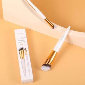 docolor Concealer Brush and Foundation Brush for Liquid Makeup, 2PCS Angled Kabuki Blending Makeup Brush Perfect for Liquid Cream Powder Blending,Stippling,Highlighter and Nose Contour