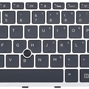 Replacement Backlight Keyboard for HP EliteBook 840 G5 840 G6 & EliteBook 745 G5 745 G6, EliteBook 840 G5 Keyboard with Pointer Silver Frame US Layout L11307-001 L14378-001