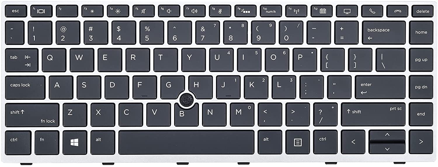 Replacement Backlight Keyboard for HP EliteBook 840 G5 840 G6 & EliteBook 745 G5 745 G6, EliteBook 840 G5 Keyboard with Pointer Silver Frame US Layout L11307-001 L14378-001