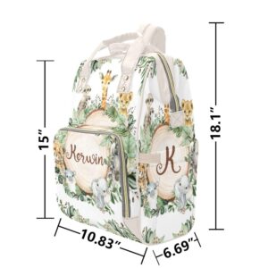 Liveweike Animals Elephant Safari Giraffe Personalized Diaper Bag Backpack Custom Name Daypack Large Mommy Bag for Teen Girl Boy Student Option 5