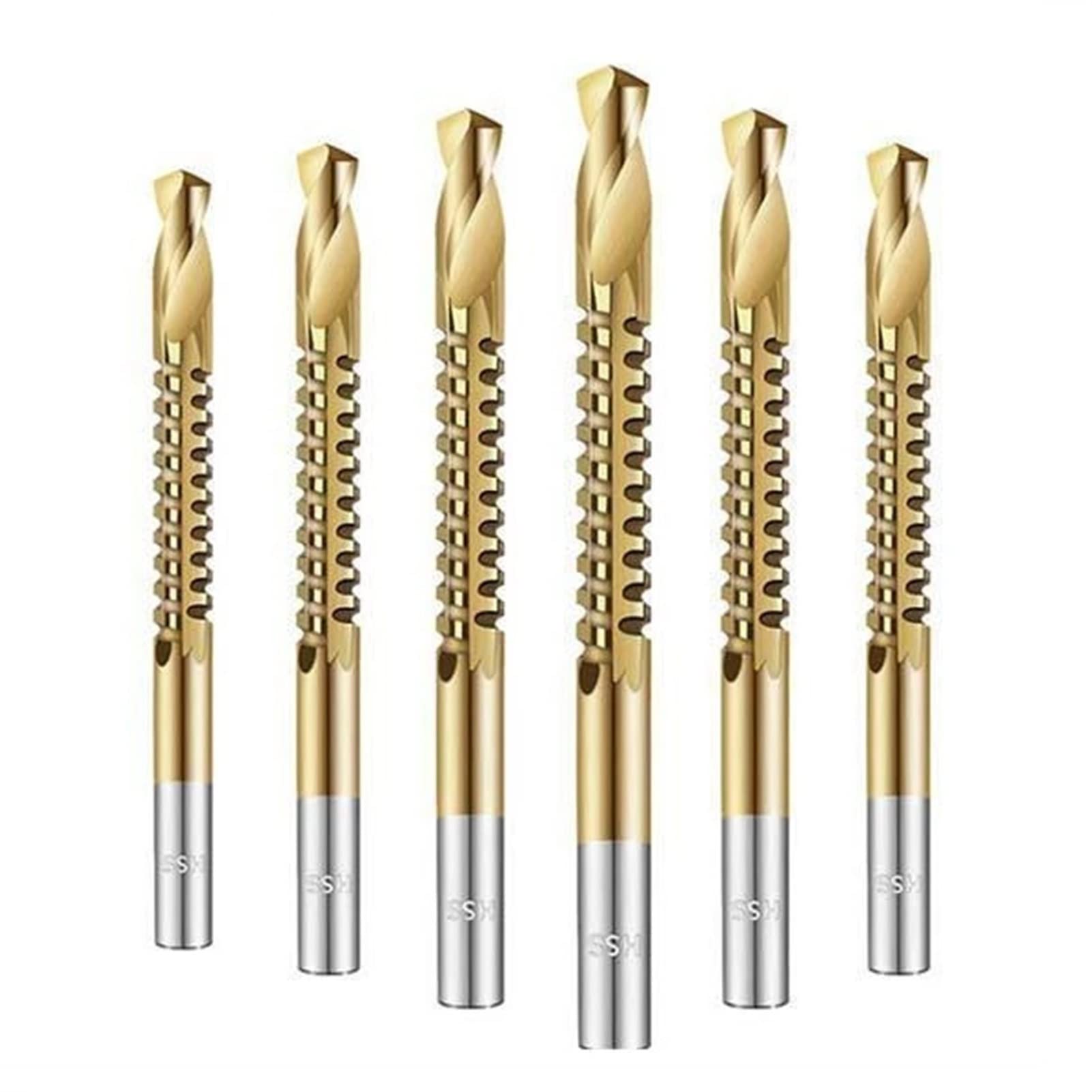 DINGGUANGHE-CUP Drill Bits Serrated Cobalt Drill Bit Set Spiral Screw Metric Composite Tap Drill Bit Tap Twist Drill Bit Set Power Tool Accessories (Color : 6Pcs Drill)