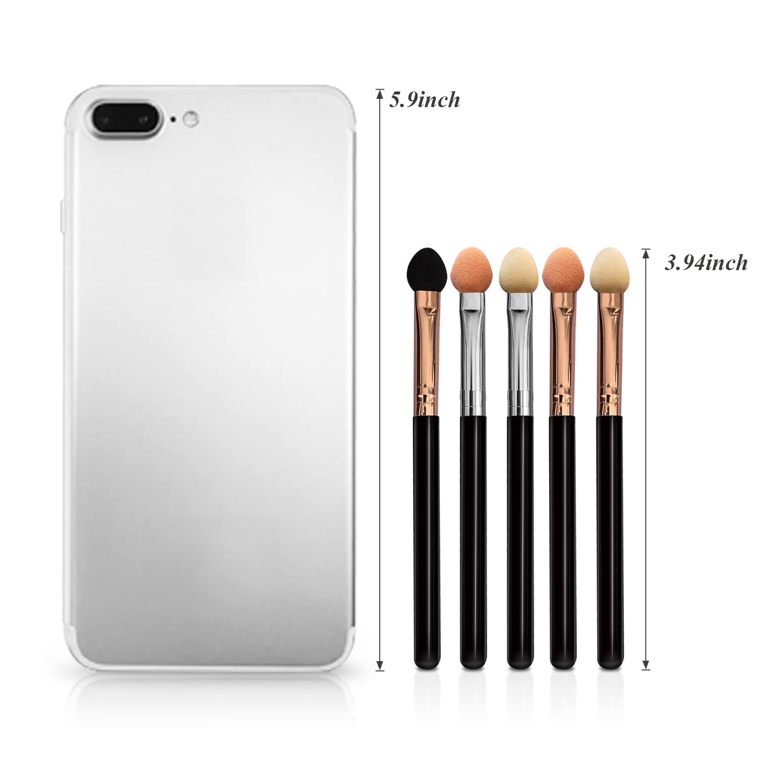 UorPoto Eyeshadow Applicators Sponge Double Sided Reusable 5Pcs Professional Blendable Organic Foam Tip Makeup Eye Shadow Applicator Brush Set Washable