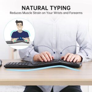 Ergonomic Wireless Keyboard and Mouse - UHURU UEKM-20 Wireless Ergo Keyboard and Mouse Combo with Split Design, Palm Rest, Natural Typing, Compatible with Windows Mac