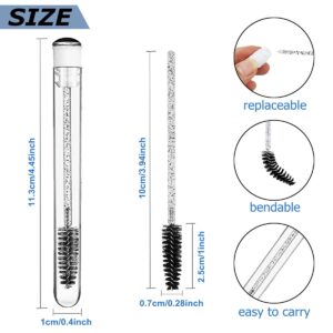 Mascara Wand Brushes Tubes Set-70 Pieces Disposable Eyelash Brushes Replacement with 20 Pieces Empty Container Tubes for Eyelash Extension Lash (Black Eyelash)