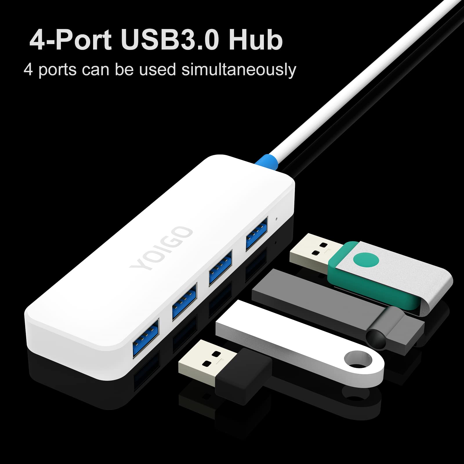 USB HUB 3.0,YOIGO Ultra Slim Multi USB Splitter,4-Port USB hub for Laptop,PC,Mac,Surface Pro, Flash Drive, Mobile HDD(white)