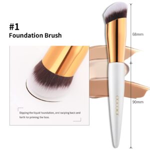 docolor Concealer Brush and Foundation Brush for Liquid Makeup, 2PCS Angled Kabuki Blending Makeup Brush Perfect for Liquid Cream Powder Blending,Stippling,Highlighter and Nose Contour