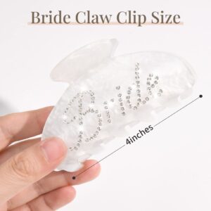 Bride Claw Hair Clip, Aileam White Acrylic Hair Clip Banana Barrettes, Rhinestone Bride Logo, Bachelorette Party Decorations Bridesmaid Gift Shower Wedding