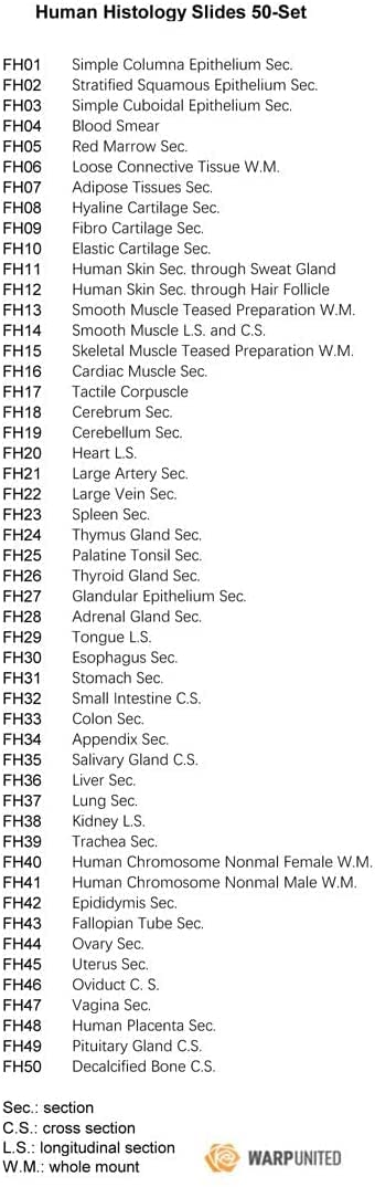 50-Set Prepared Microscope Slides Histology for Medical School Education Study