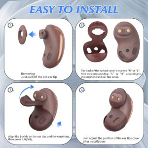 [8 Pairs] for Galaxy Buds Live Ear Tips, Anti-Slip Silicone Ear Tips Cover Compatible with Samsung Galaxy Buds Live Earbuds Cover Accessories Earbuds Wing Tips Replacement (Brown) (2 Sizes - S/L)