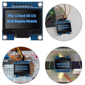 4pcs 1.3" OLED Display Module I2C SPI Serial 128x64 SSH1106 SSD1306 OLED LCD Display LCD Module with Pins for Raspberry Pi/AVR/PIC/STM32 (Blue)