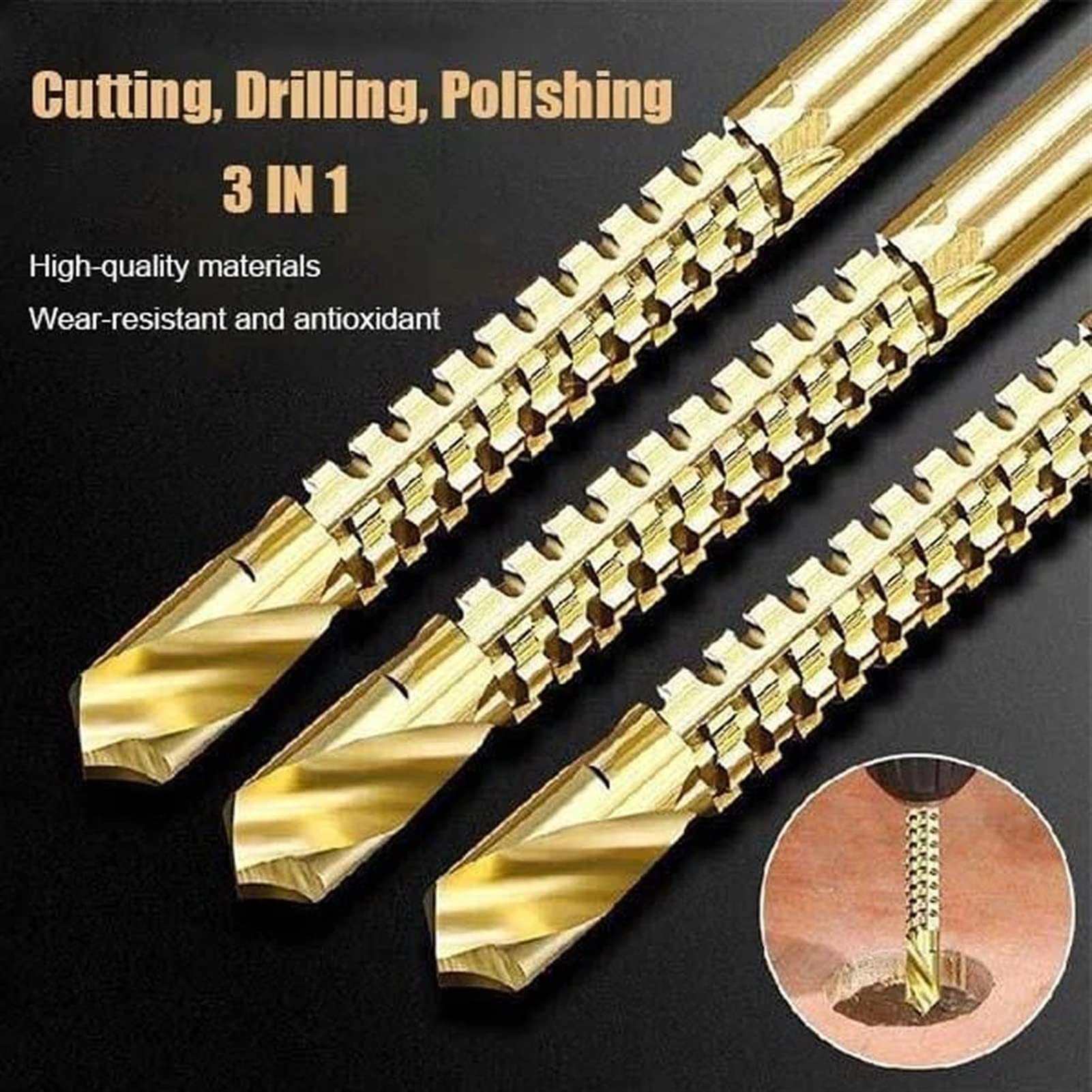 DINGGUANGHE-CUP Drill Bits Serrated Cobalt Drill Bit Set Spiral Screw Metric Composite Tap Drill Bit Tap Twist Drill Bit Set Power Tool Accessories (Color : 6Pcs Drill)