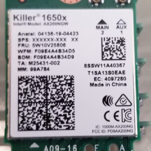 Intel Killer Wi-Fi 6 AX1650x AX200 M.2 2230 Bluetooth 5.2 WiFi Card (Single Pack)