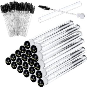 mascara wand brushes tubes set-70 pieces disposable eyelash brushes replacement with 20 pieces empty container tubes for eyelash extension lash (black eyelash)