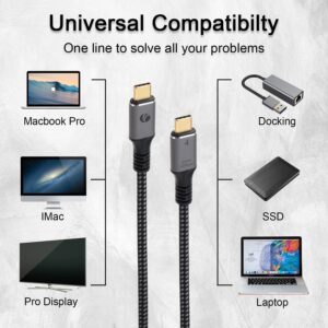 VCOM [6.6Ft] USB4 Cable 240W Compatible with Thunderbolt 3 Devices, USB4 Cable with 4K@60Hz Video USB-C for Thunderbolt 3, Dell, iPad Air 4, iPad Pro 2020, Pixel, Hub, Docking, and More