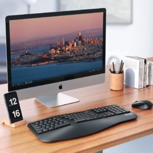 Ergonomic Wireless Keyboard and Mouse - UHURU UEKM-20 Wireless Ergo Keyboard and Mouse Combo with Split Design, Palm Rest, Natural Typing, Compatible with Windows Mac