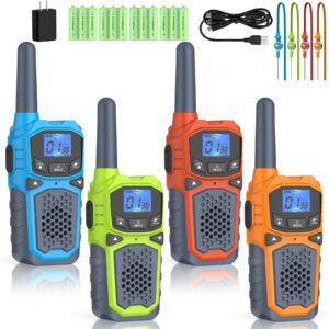 4 walkie talkies for adults long range-woktok rechargeable portable 2 way radios,hiking accessories camping gear toys for kids,with sos siren,noaa weather alert,vox,easy to use camping hiking