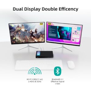 MeLE Quieter3Q Fanless Mini PC Windows 11 Pro 8GB DDR4 256GB ROM Tiny Desktop PC Celeron N5105(up to 2.9GHz) Micro Computer Dual HDMI 4K@60, VESA Mount, Gigabit Ethernet 2.4G&5G WiFi Office PC