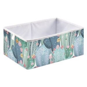 Emelivor Flowers Cactus Cube Storage Bin Foldable Storage Cubes Waterproof Toy Basket for Cube Organizer Bins for Toys Nursery Kids Closet Book Bathroom Office - 15.75x10.63x6.96 IN