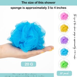 CHENGU 80 Pcs Loofah Bulk Sponge Bath Sponges for Shower Bath Loofah Bulk Shower Pouf Shower Puff Wash Body Pouf Mesh Loofah Exfoliating Body Scrubber for Baby Women Men, 20g (Mixed Colors)