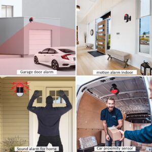 Motion Sensor Alarm Indoor: Wireless Motion Detector Alarm with Siren & Strobe (125dB, 328ft Remote Control, Battery Operated), Portable Door Chime Bell Alert Burglar for Shop Home Garage Shed Car