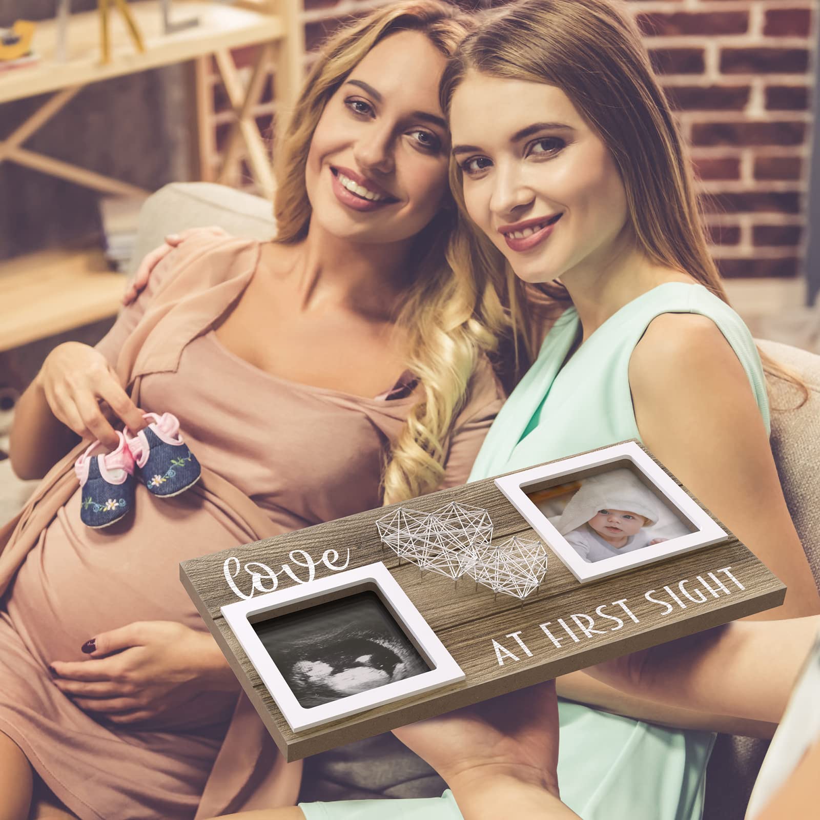 EURSET Baby Sonogram Picture Frame for 3" x 3" Ultrasound Photo - Pregnancy Announcements Ideas - Gender Reveal Baby-Shower Gift - New Mom Expecting Parents to Be Keepsake Gifts - Nursery Décor