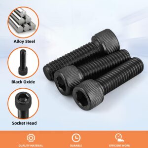 3/8-16 x 1-1/4" Socket Head Cap Screws Cap Bolts, 12.9 Grade Alloy Steel Black Oxide, UNC Coarse Thread Fully Threaded, 10 PCS