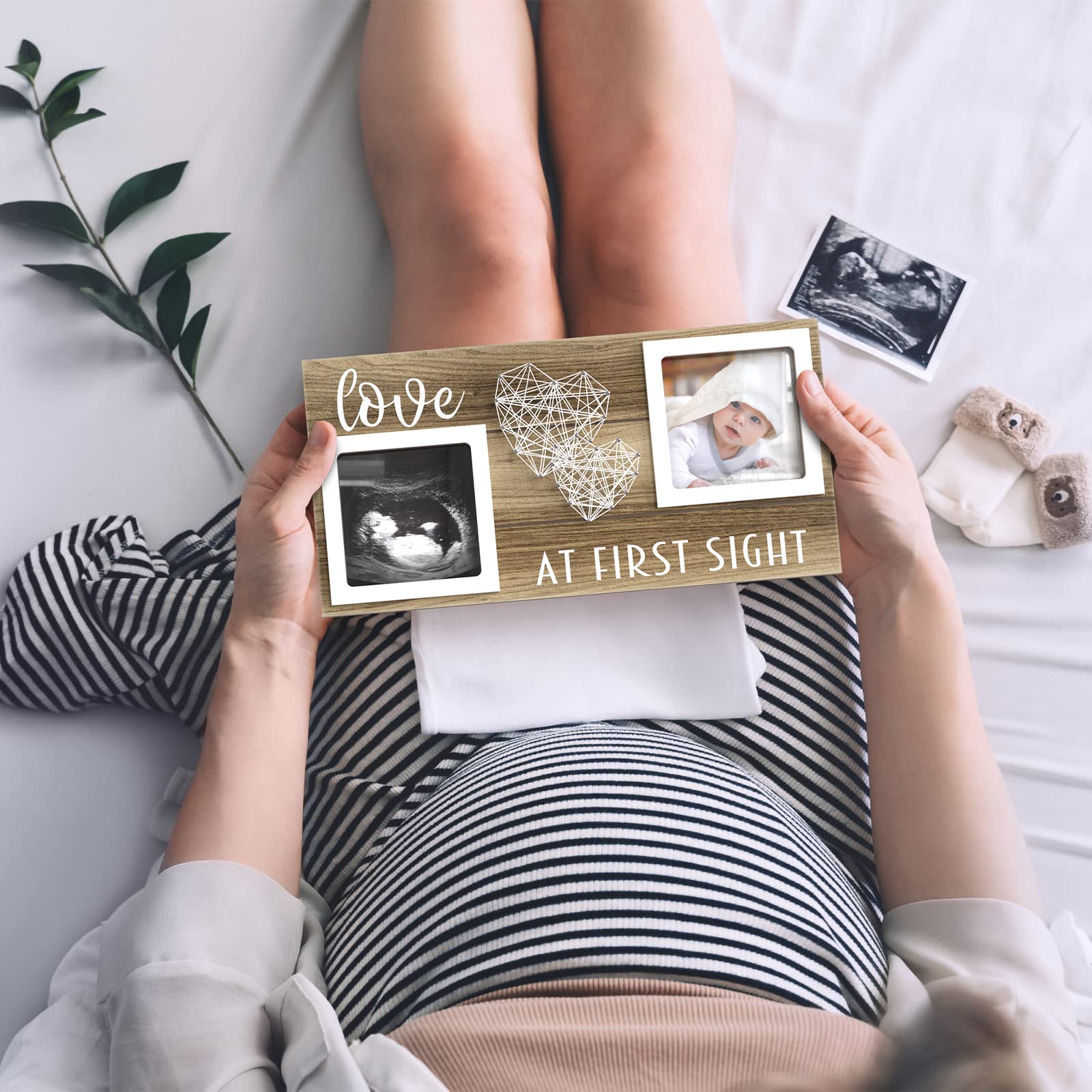 EURSET Baby Sonogram Picture Frame for 3" x 3" Ultrasound Photo - Pregnancy Announcements Ideas - Gender Reveal Baby-Shower Gift - New Mom Expecting Parents to Be Keepsake Gifts - Nursery Décor