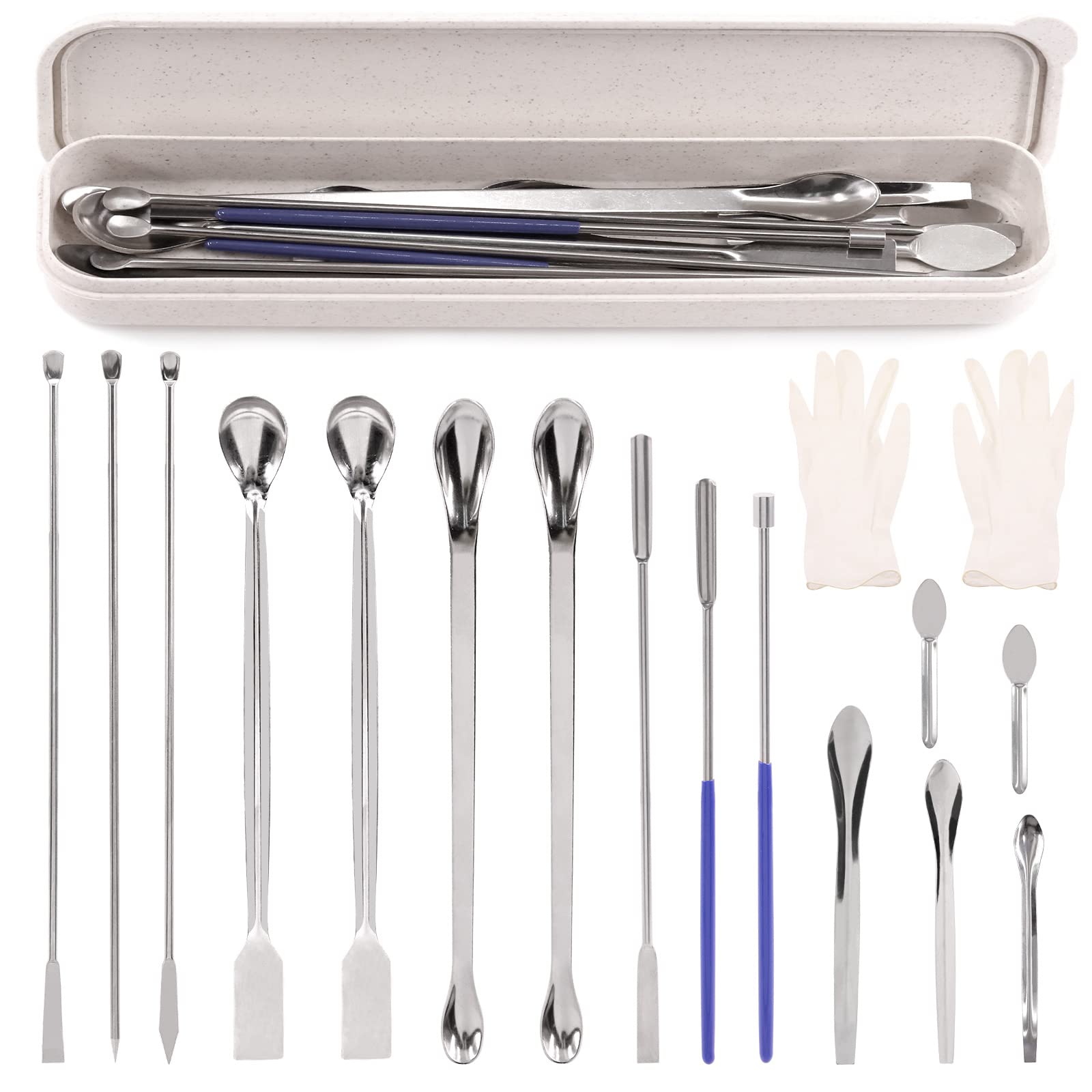 Hilitchi 16Pcs Stainless Steel Capsule Filling Machine Kits for #000 00 0 1 2 3, Filling Tray Powder Tamper Tool Tamper Tool Spoon Micro Lab Scoop Spoon Lab Spatulas Lab Scoop