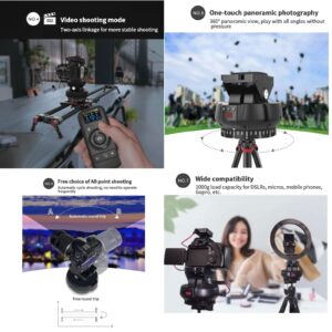 ZTIANFOTO YT-1200 Auto Motorized Rotating Panoramic Head with Remote Control 328FT Remote Control Distance Pan Tilt Video Tripod Head Stabilizer for Smartphone Cameras Mirrorless Camera