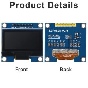 4pcs 1.3" OLED Display Module I2C SPI Serial 128x64 SSH1106 SSD1306 OLED LCD Display LCD Module with Pins for Raspberry Pi/AVR/PIC/STM32 (Blue)