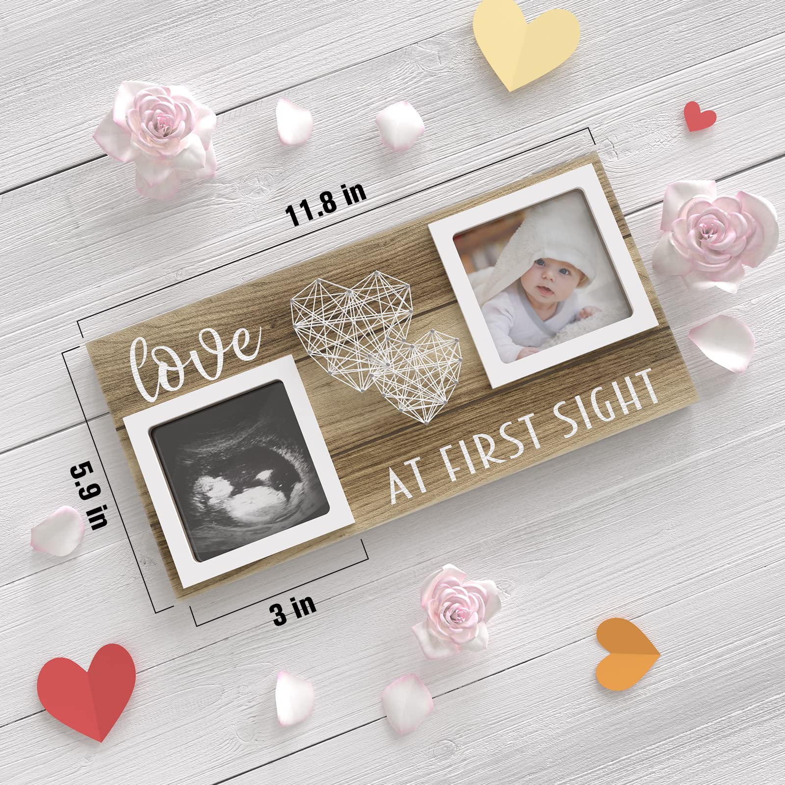 EURSET Baby Sonogram Picture Frame for 3" x 3" Ultrasound Photo - Pregnancy Announcements Ideas - Gender Reveal Baby-Shower Gift - New Mom Expecting Parents to Be Keepsake Gifts - Nursery Décor