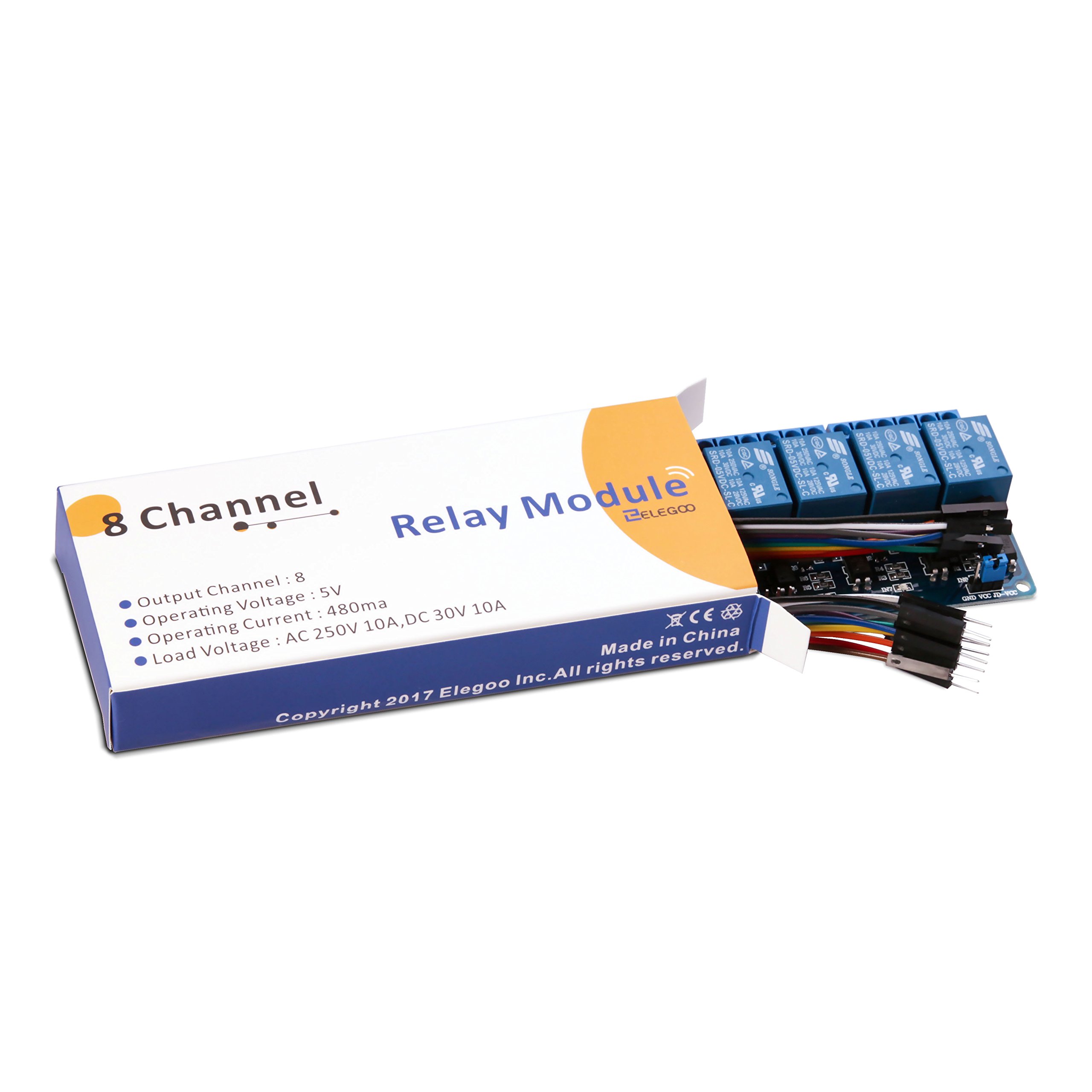 ELEGOO 8 Channel DC 5V Relay Module with Optocoupler Compatible with Arduino UNO R3 MEGA 1280 DSP ARM PIC AVR STM32