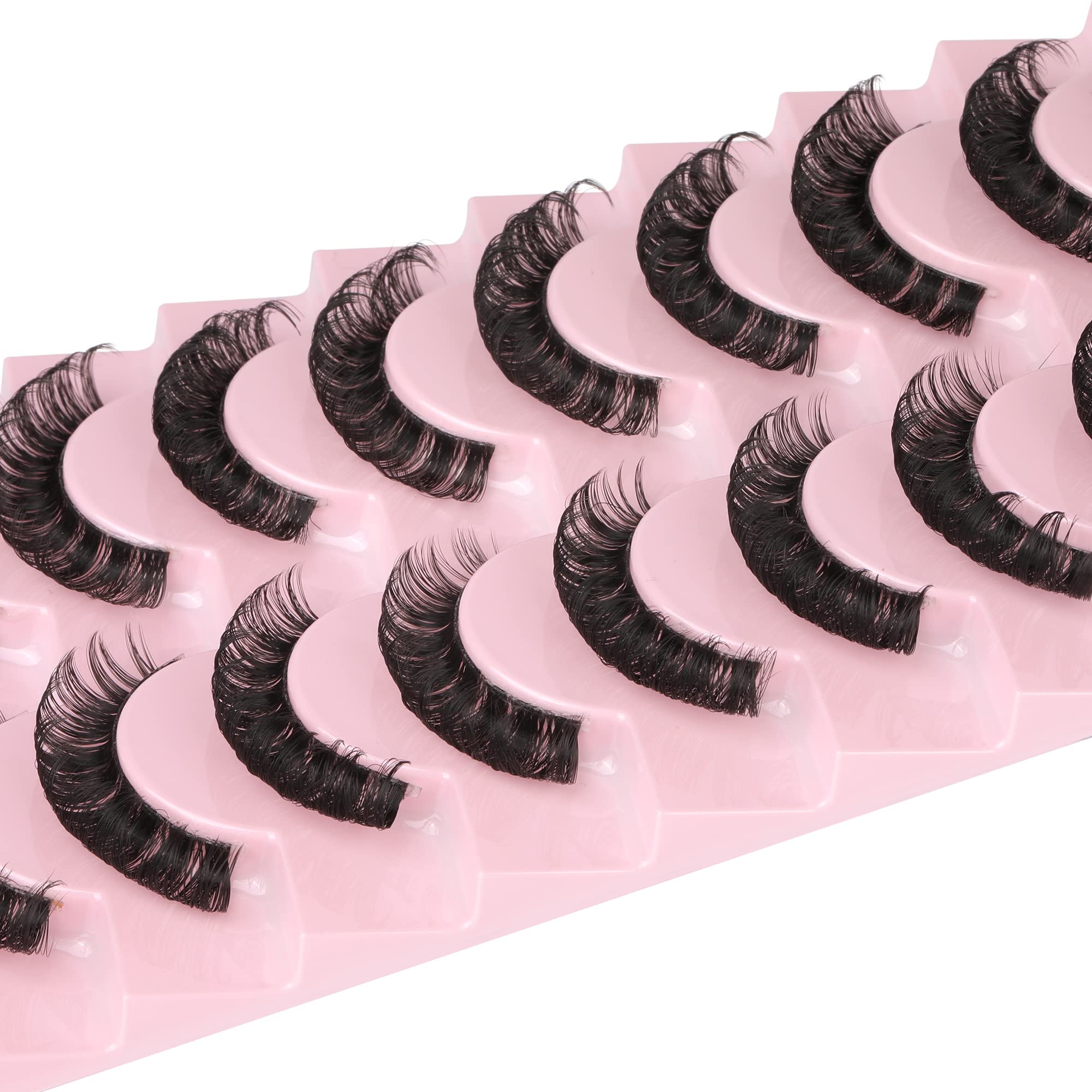 Newcally Lashes Nautral Look False Eyelashes Russian Strip Lashes Mink Wispy Fluffy Lashes Pack D Curl Thick Full Volume Cat Eye Lashes Look Like Extensions 10 Pairs