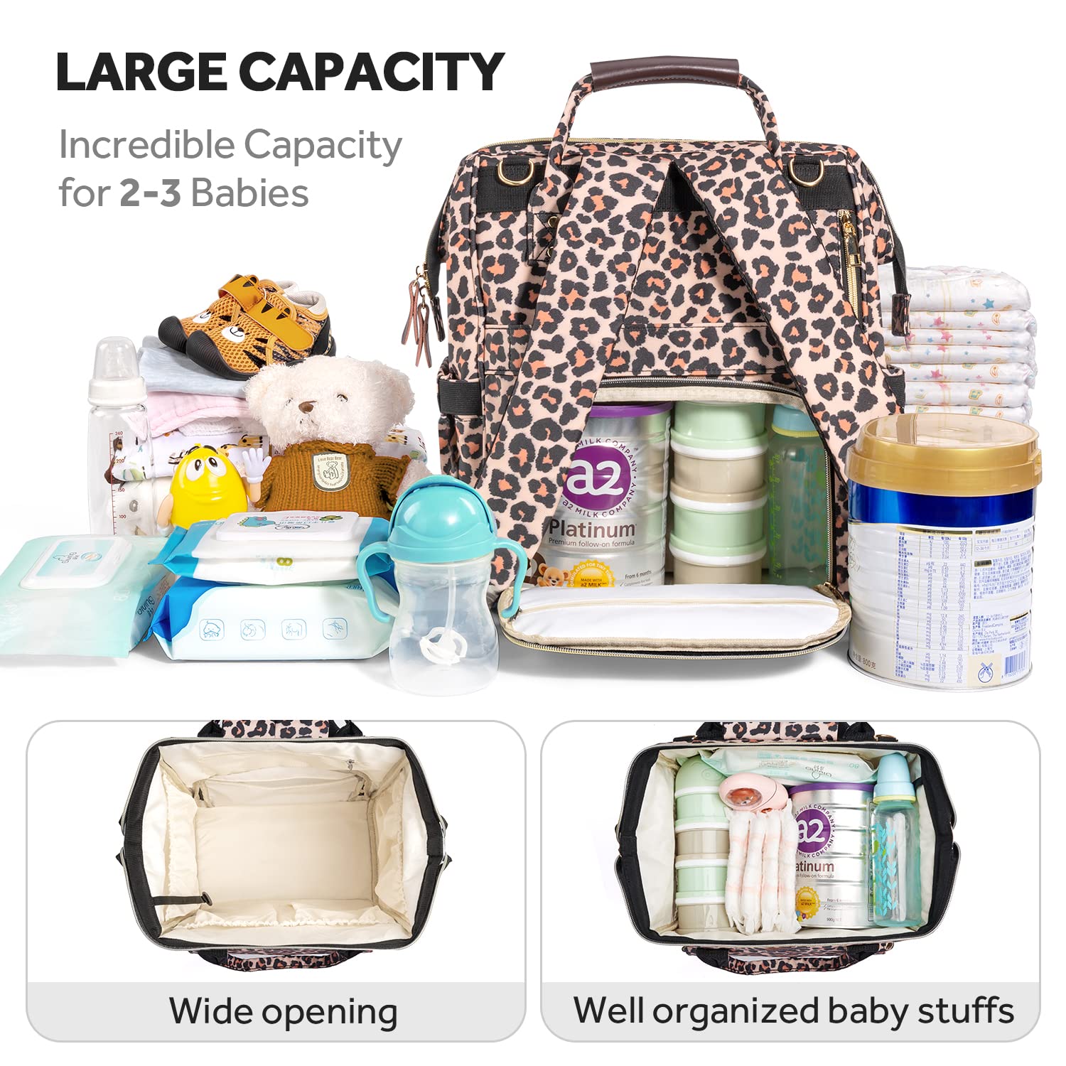 LitBear Diaper Bag Backpack, Fashion Large Capacity Multifunction Nappy Bags