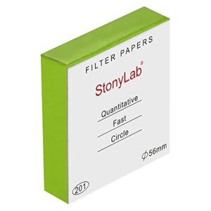 stonylab quantitative filter paper circles, 100 pack fast speed cellulose filter paper 25 microns particle retention, 56 mm diameter