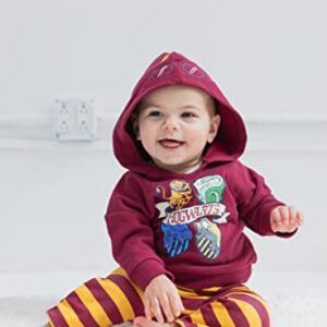 Harry Potter Infant Baby Boys Fleece Pullover Hoodie Bodysuit and Pants 3 Piece Outfit Set Maroon 18 Months