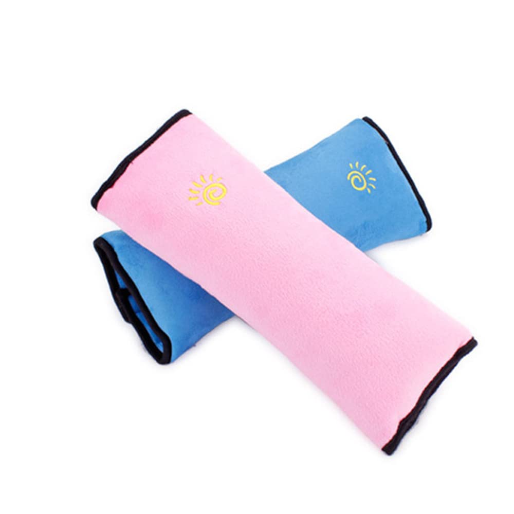 Fannuoncc 2 pcs Auto Pillow Car Safety Belt Protect, Shoulder Pad, Adjust Vehicle Seat Belt Cushion for Kids （Blue/Pink）