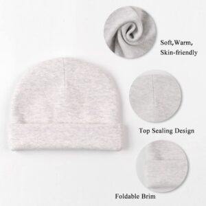 Zsedrut Spring Infant Hospital Beanie Newborn Baby Girls Cotton Turban Hat Tolddler Boy Soft Double-Layer Hat(Preemie/Newborn,White+Pink+Gray+Beige)