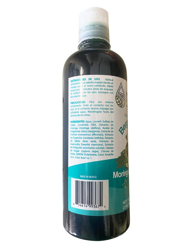 Shampoo de Bergamota Organico con Moringa y Romero Shampoo 16 Fl Oz Enriquecido Premium Quality