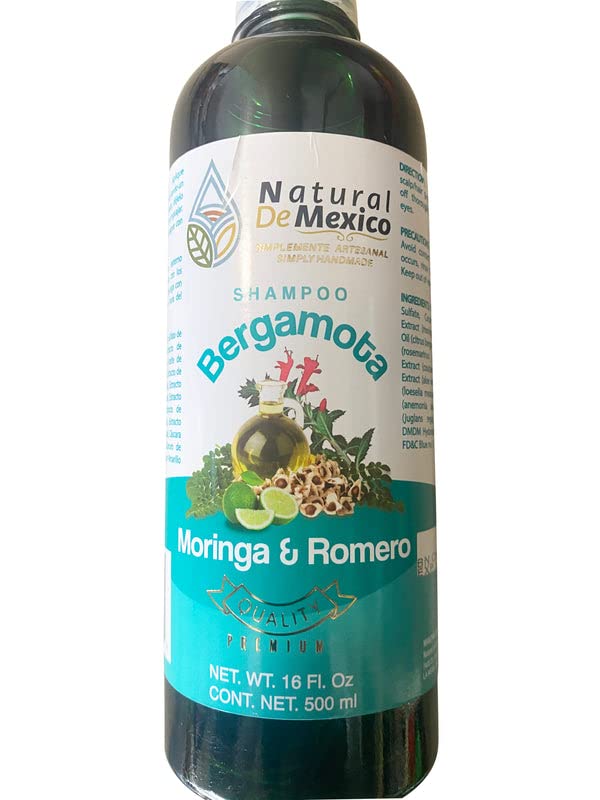 Shampoo de Bergamota Organico con Moringa y Romero Shampoo 16 Fl Oz Enriquecido Premium Quality