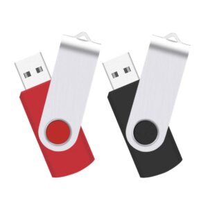 baibest usb 2.0 flash drives 32gb swivel blank memory stick with led for data storage,thumb drive,jump drive,black/red(2pack,32g)