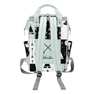 Green Watercolor Animals Arrows Diaper Bags Personalized with Name Customized Travel Back Pack Hiking Camping Mum Backpack