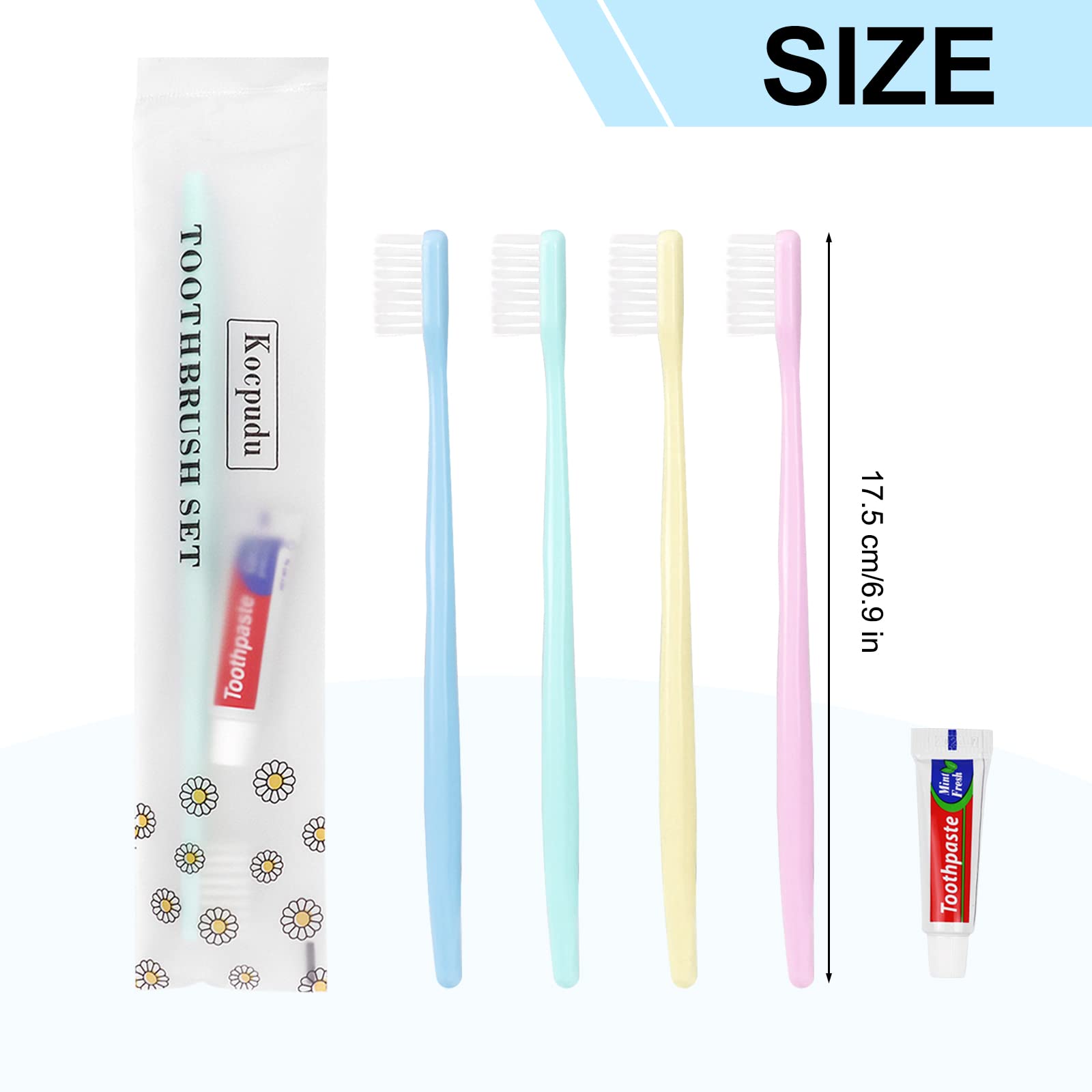 disposable toothbrush, delicate toothbrush bulk, toothbrush in bulk, 4 colors, individually packaged, bulk toothbrush and toothpaste sets are suitable use at hotel, home, travel, camping (40 pieces)